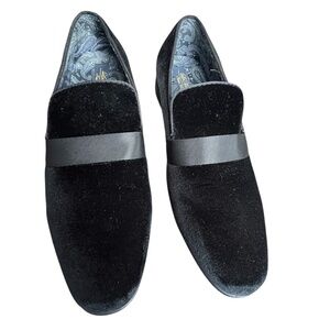 La Milano Italian Design Men’s Velvet Loafers Size 10.5 Black Formal Dress Shoes